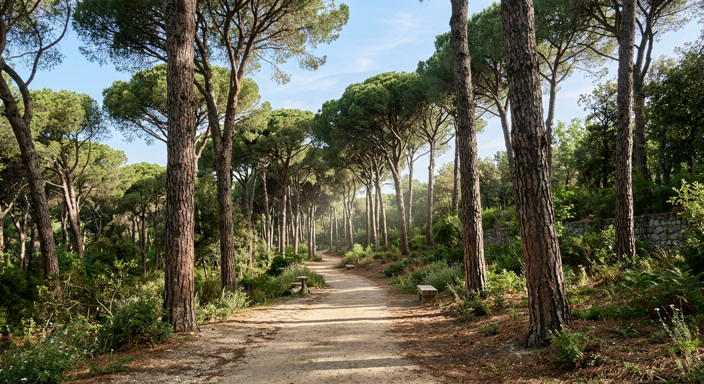 Pinos y caminos del Parque de Pinar del Rey
